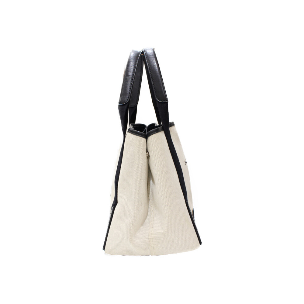 BALENCIAGA Navy Blue Cabas Shoulder bag Canvas leather off white black pouch - Picture 3 of 7